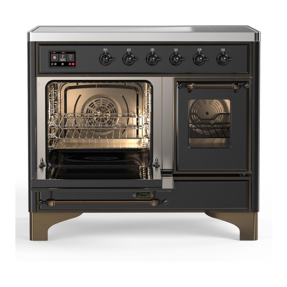 ILVE UMDIB40NR3MGB Majestic III 40 inch Induction Range with 6 Elements, 3.82 cu. ft. Total Oven Capacity (Triple Glass Door, Graphite Matte, Burnished)
