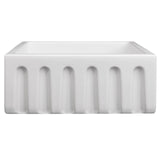ZLINE 24 in. Venice Farmhouse Apron Front Reversible Single Bowl Fireclay Kitchen Sink with Bottom Grid in White Matte (FRC5120-WM-24)
