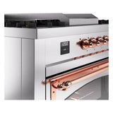 ILVE UN60FSNMPSSPLP Nostalgie II Noblesse 60 inch Dual Fuel Range (7 Sealed Burners + Griddle + French Top, Liquid Propane, Triple Glass Door, Stainless Steel, Copper)