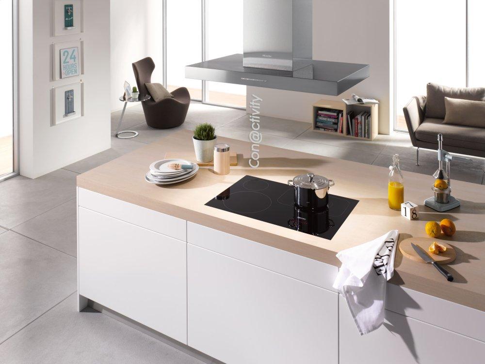 DA 6596 D Puristic Canto Stainless steel - Island d(eback)cor hood with energy-efficient LED lighting and backlit controls for easy use.