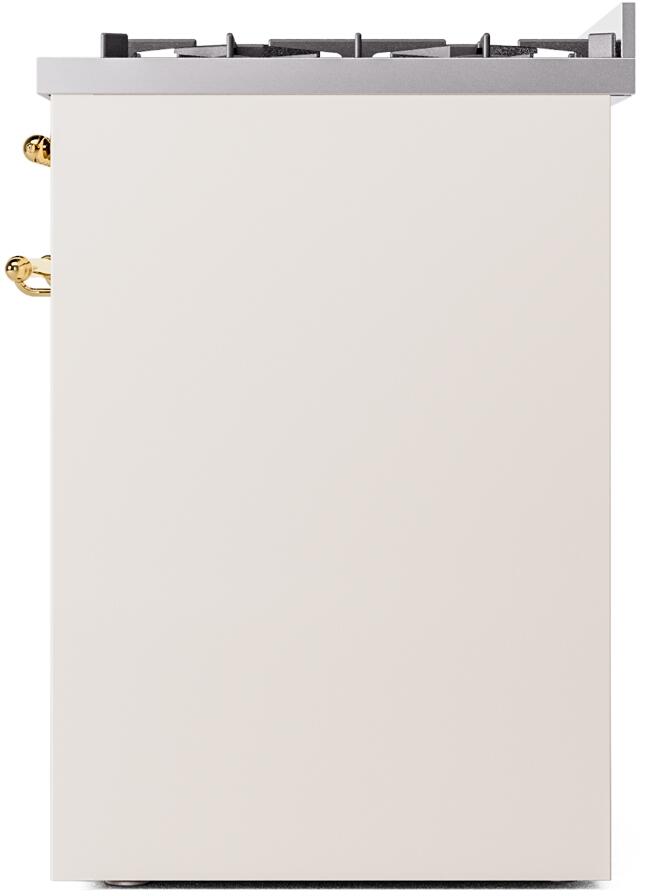 Nostalgie II 30 Inch Dual Fuel Natural Gas Freestanding Range in Antique White with Brass Trim