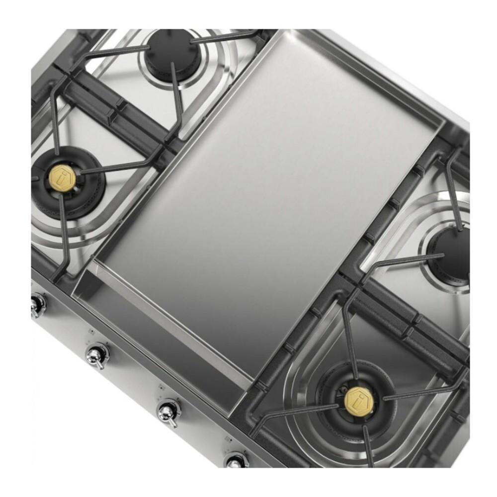 ILVE UHCP965FNSSC Nostalgie II 36 inch Built-In Gas Cooktop with Griddle, in Stainless Steel (Natural Gas, Chrome)