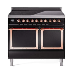 ILVE UNDI406QNMPBKP Nostalgie II Noblesse 40 inch Induction Range (Solid Door, Glossy Black, Copper)