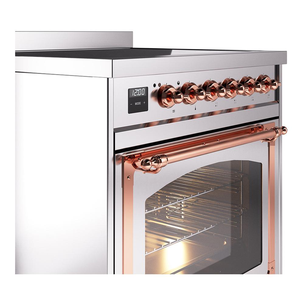 ILVE UNI304NMPSSP Nostalgie II Noblesse 30 inch Induction Range (Triple Glass Door, Stainless Steel, Copper)