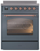 Nostalgie II 30 Inch Electric Freestanding Range in Blue Grey with Copper Trim