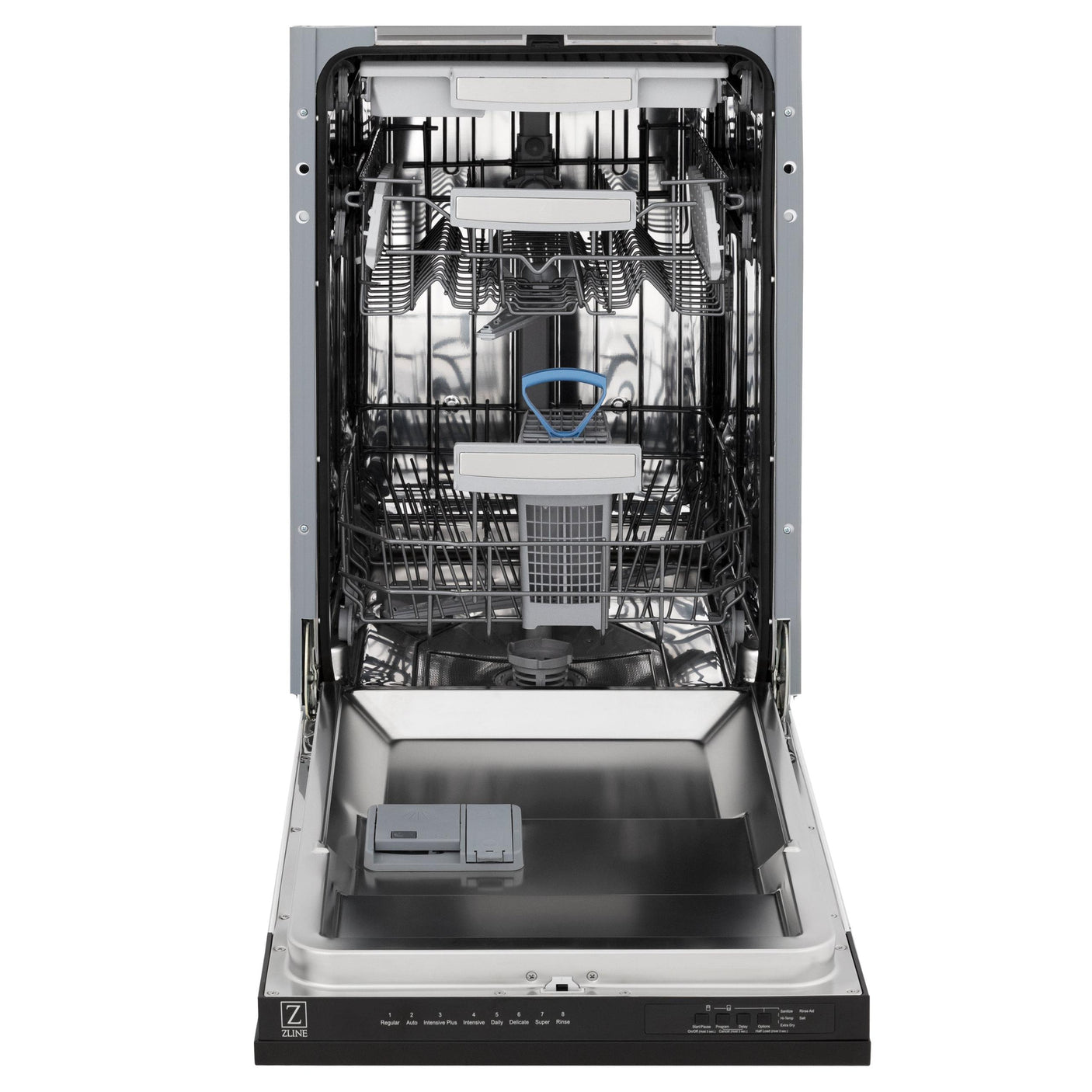 ZLINE 18" Tallac Series 3rd Rack Top Control Dishwasher with Traditional Handle, 51dBa [Color: Black Stainless Steel]