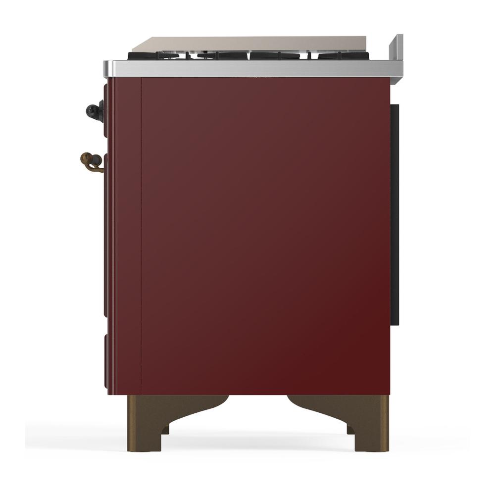 ILVE UM60FQNR3BUB Majestic III 60 inch Dual Fuel Range with 9 Burners and Griddle, Dual Function Burner up to 25,000 BTU (Natural Gas, Solid Door, Burgundy, Burnished)