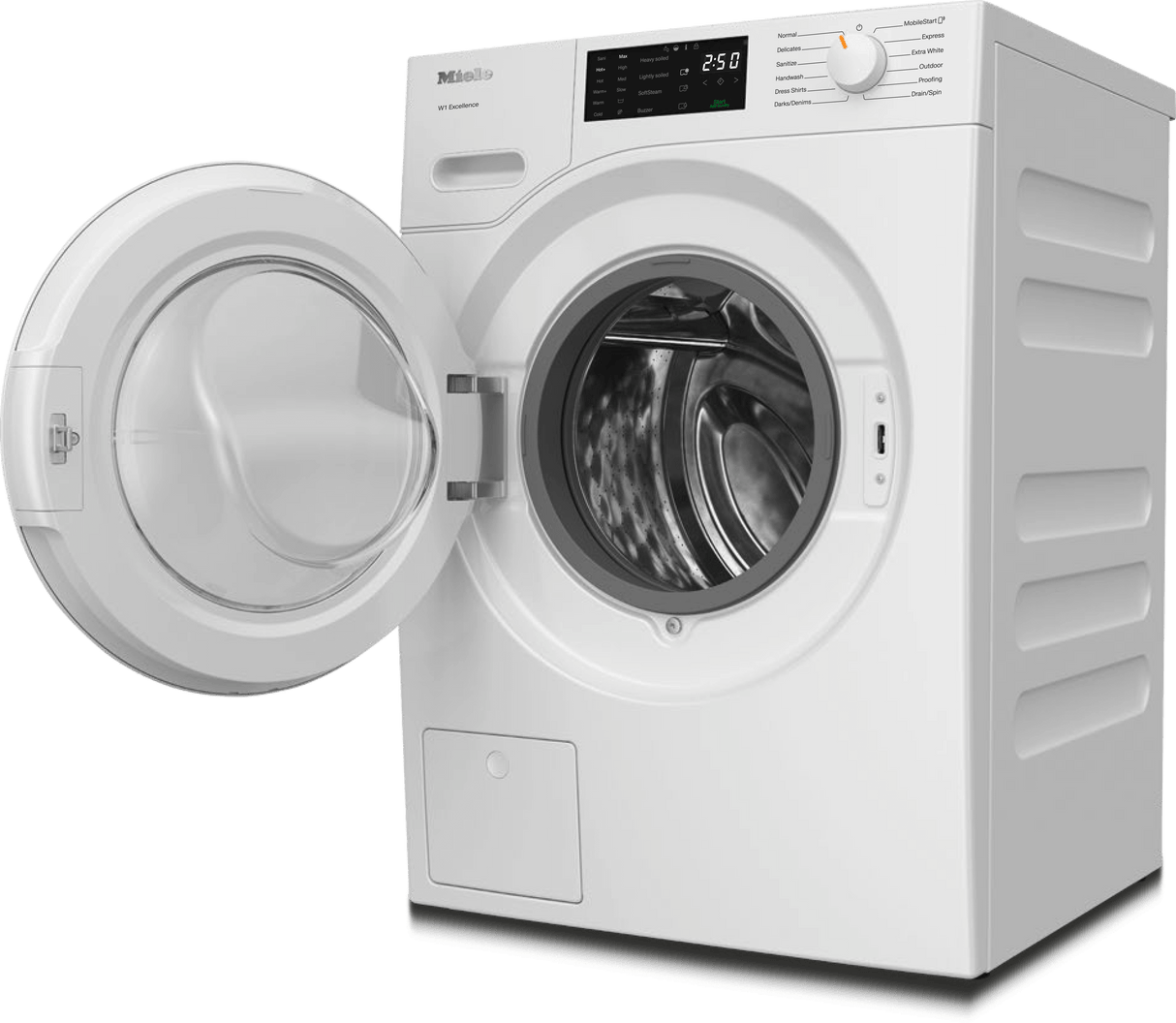 WXD160 WCS Lotus white - W1 front-loading washing machine: 8 kg  1600 rpm  Pre-Ironing  Miele@home  CapDosing  Honeycomb Drum