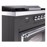 ILVE UN60FSNMPMGC Nostalgie II Noblesse 60 inch Dual Fuel Range (7 Sealed Burners + Griddle + French Top, Natural Gas, Triple Glass Door, Graphite Matte, Chrome)