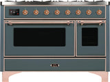 Majestic II 48 Inch Dual Fuel Natural Gas Freestanding Range in Blue Grey with Copper Trim