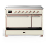 ILVE UMIB48QNR3AWP Majestic III 48 inch Induction Range with 6 Elements, 5.02 cu. ft. Total Oven Capacity (Solid Door, Antique White, Copper)