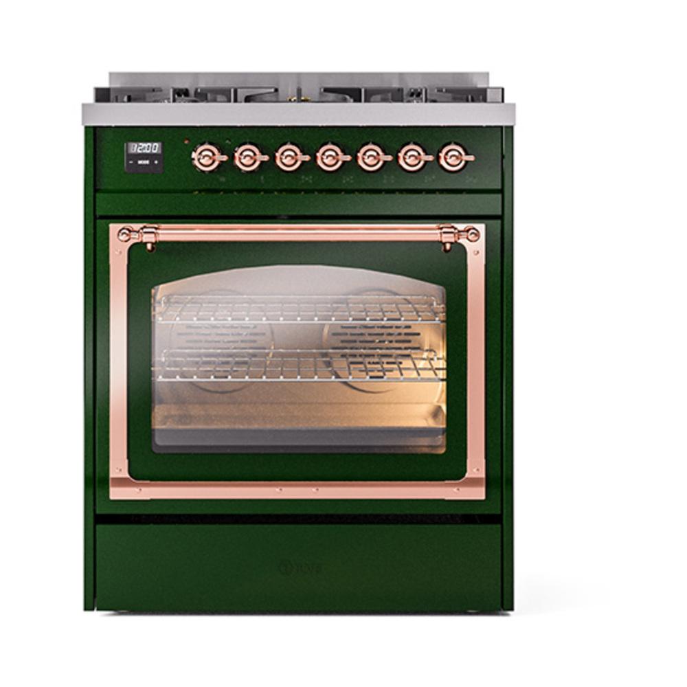 ILVE UN30NMPEGPLP Nostalgie II Noblesse 30 inch Dual Fuel Range (Liquid Propane, Triple Glass Door, Emerald Green, Copper)