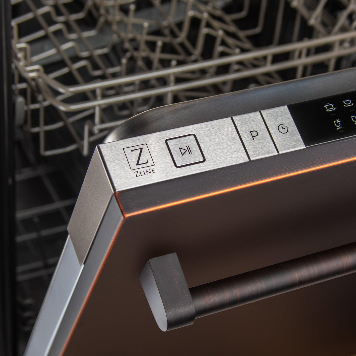 ZLINE 24 in. Top Control Dishwasher with Stainless Steel Tub and Traditional Style Handle, 52dBa (DW-24) [Color: Oil Rubbed Bronze]