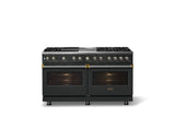 60"W.Dual Fuel Range (Finish: Antique Bronze, Trim: Brushed Brass, Fuel: Propane)