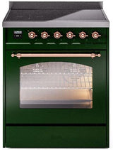 Nostalgie II 30 Inch Electric Freestanding Range in Emerald Green with Copper Trim