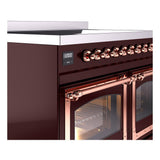 ILVE UNDI406NMPBUP Nostalgie II Noblesse 40 inch Induction Range (Triple Glass Door, Burgundy, Copper)