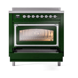 ILVE UNI366NMPEGC Nostalgie II Noblesse 36 inch Induction Range (Triple Glass Door, Emerald Green, Chrome)