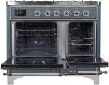 Majestic II 40 Inch Dual Fuel Liquid Propane Freestanding Range in Blue Grey with Chrome Trim