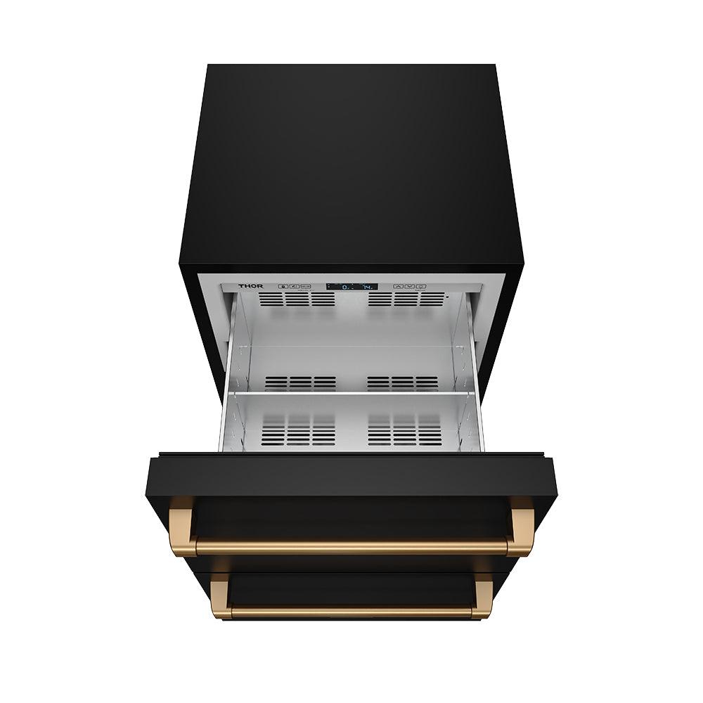 24 Inch Undercounter Built-in / Freestanding Drawer Freezer - Black/bronze  Gordon Ramsay Series
