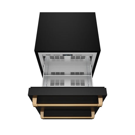 24 Inch Undercounter Built-in / Freestanding Drawer Freezer - Black/bronze  Gordon Ramsay Series