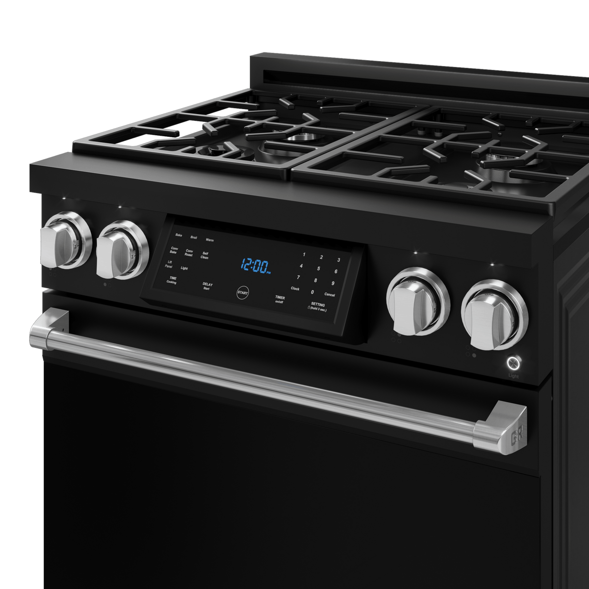 30 Inch Professional Gas Range With Tilt Panel Touch Control In Matte Black/stainless Steel  Gordon Ramsay Series