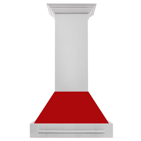 ZLINE 30 in. Stainless Steel Range Hood with Colored Shell Options and Stainless Steel Handle (8654STX-30) [Color: Red Matte]