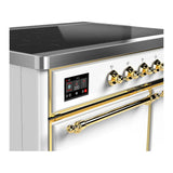 ILVE UMDIB40QNR3WHG Majestic III 40 inch Induction Range with 6 Elements, 3.82 cu. ft. Total Oven Capacity (Solid Door, White, Brass)