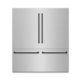 ZLINE Autograph Edition 72 in. 39.6 cu. ft. French Door Built-In Bottom Freezer Refrigerator with Water Dispensers and Ice Makers in Stainless Steel with Graphite Gray Interior and Matte Black Accents (GRBITZ-304-72MB)