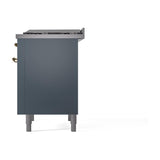 ILVE UN36FQNMPBGG Nostalgie II Noblesse 36 inch Dual Fuel Range (Natural Gas, Solid Door, Blue Grey, Brass)