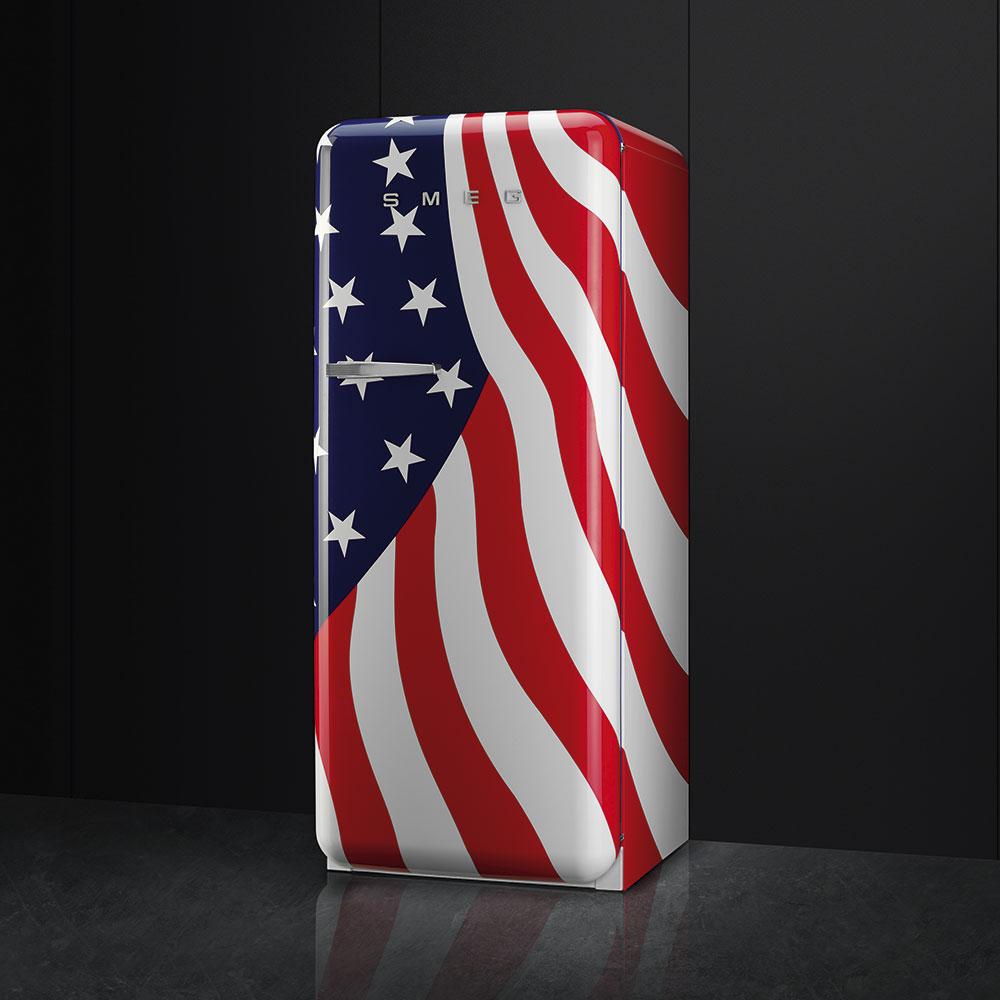 Approx 24" 50'S Style Refrigerator with ice compartment, US Flag, Right hand hinge