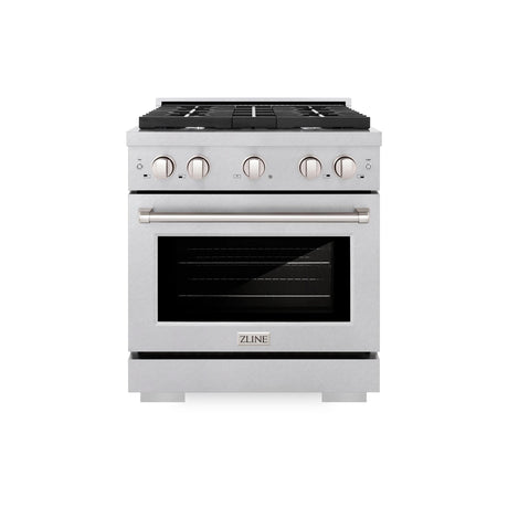 ZLINE 30 in. 4.2 cu. ft. 4 Burner Gas Range with Convection Gas Oven in DuraSnow' Stainless Steel (SGRS-30)