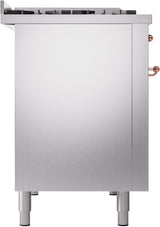 Nostalgie II 48 Inch Dual Fuel Natural Gas Freestanding Range in Stainless Steel with Copper Trim