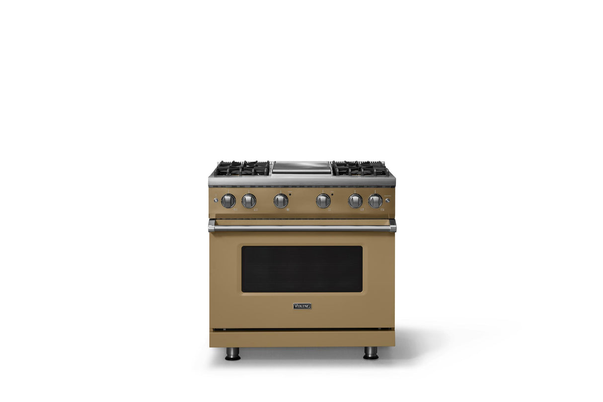 36"W. Sealed Burner Gas Range (Burner: 4g, Finish: Golden Hour, Trim: Polished Chrome, Fuel: Natural Gas)