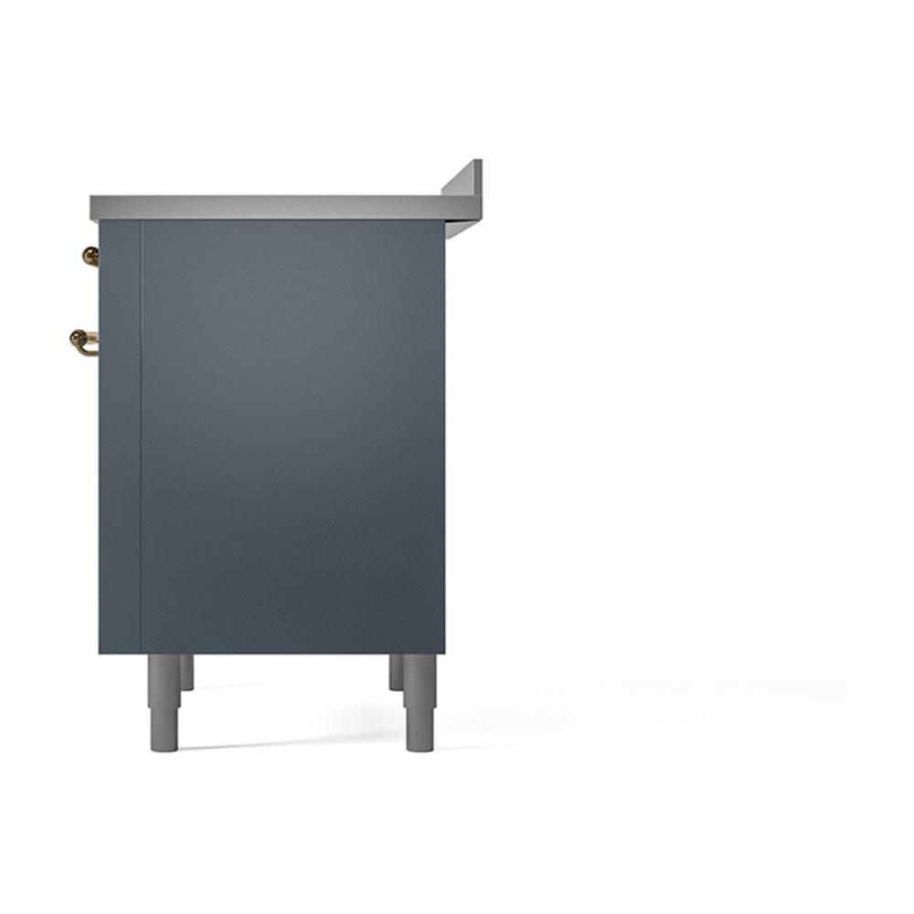 ILVE UNI366QNMPBGG Nostalgie II Noblesse 36 inch Induction Range (Solid Door, Blue Grey, Brass)
