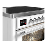 ILVE UMIB36NR3WHC Majestic III 36 inch Induction Range with 6 Elements, 3.5 cu. ft. Total Oven Capacity (Triple Glass Door, White, Chrome)