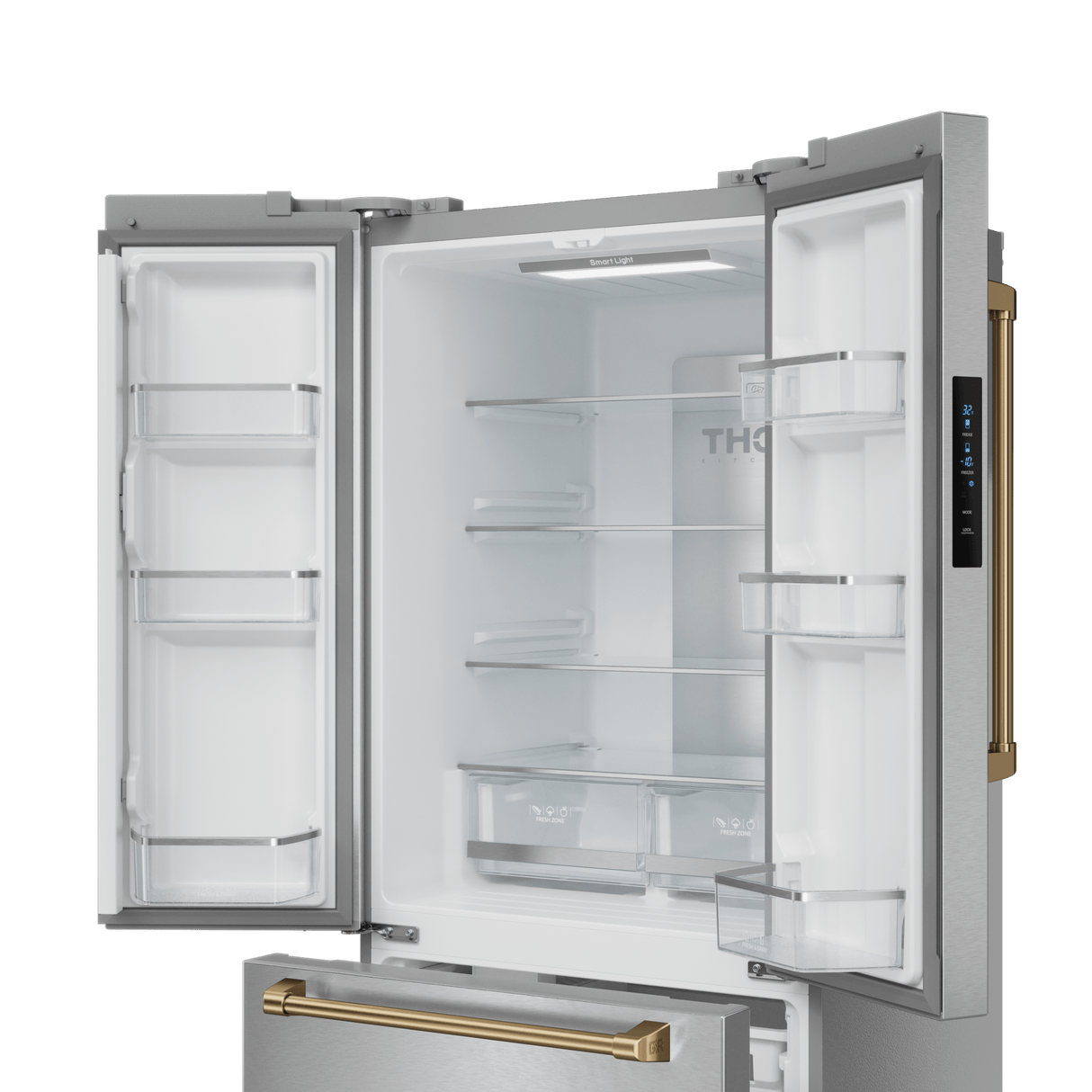 30 Inch 17.5 Cu Ft French Door Counter Depth Refrigerator With Ice Maker In Stainless Steel/bronze  Gordon Ramsay Series