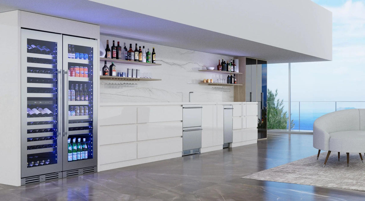 Tall Beverage Center Black Glass