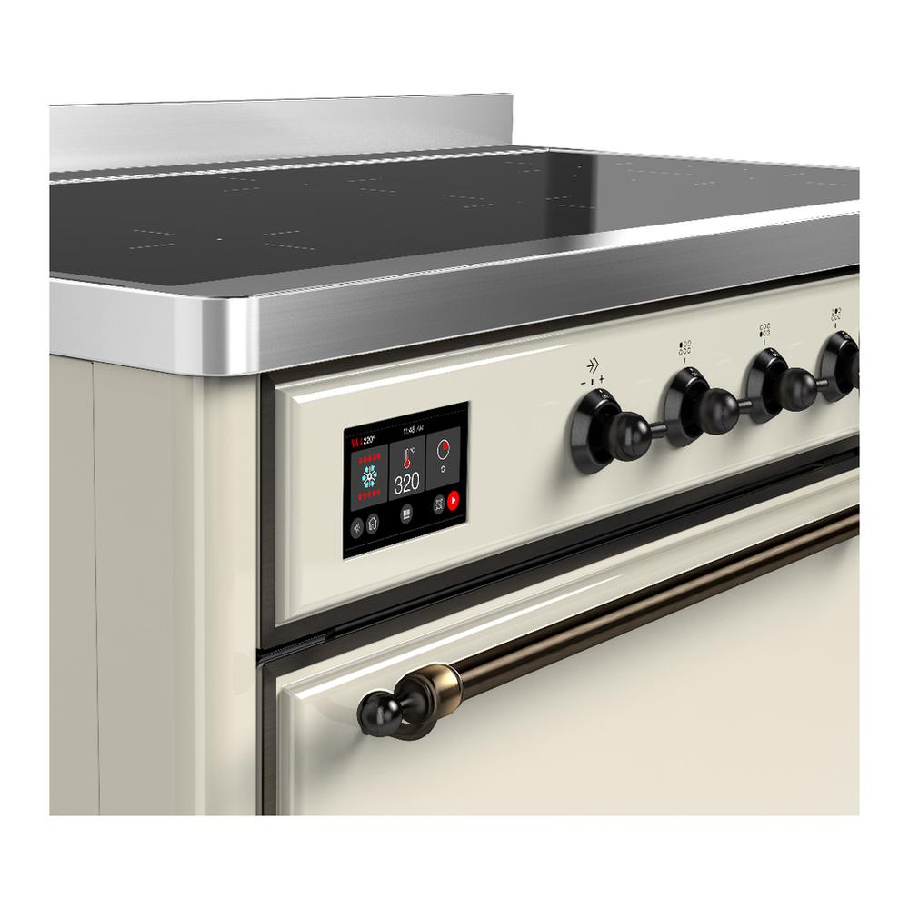ILVE UMIB48QNR3AWB Majestic III 48 inch Induction Range with 6 Elements, 5.02 cu. ft. Total Oven Capacity (Solid Door, Antique White, Burnished)