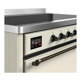 ILVE UMIB48QNR3AWB Majestic III 48 inch Induction Range with 6 Elements, 5.02 cu. ft. Total Oven Capacity (Solid Door, Antique White, Burnished)