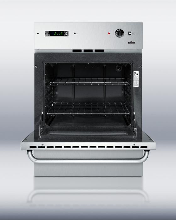 Stainless steel 220V electric wall oven with oven window, digital clock/timer and pro handles; for cutouts 22 3/8" wide by 34 1/8" high