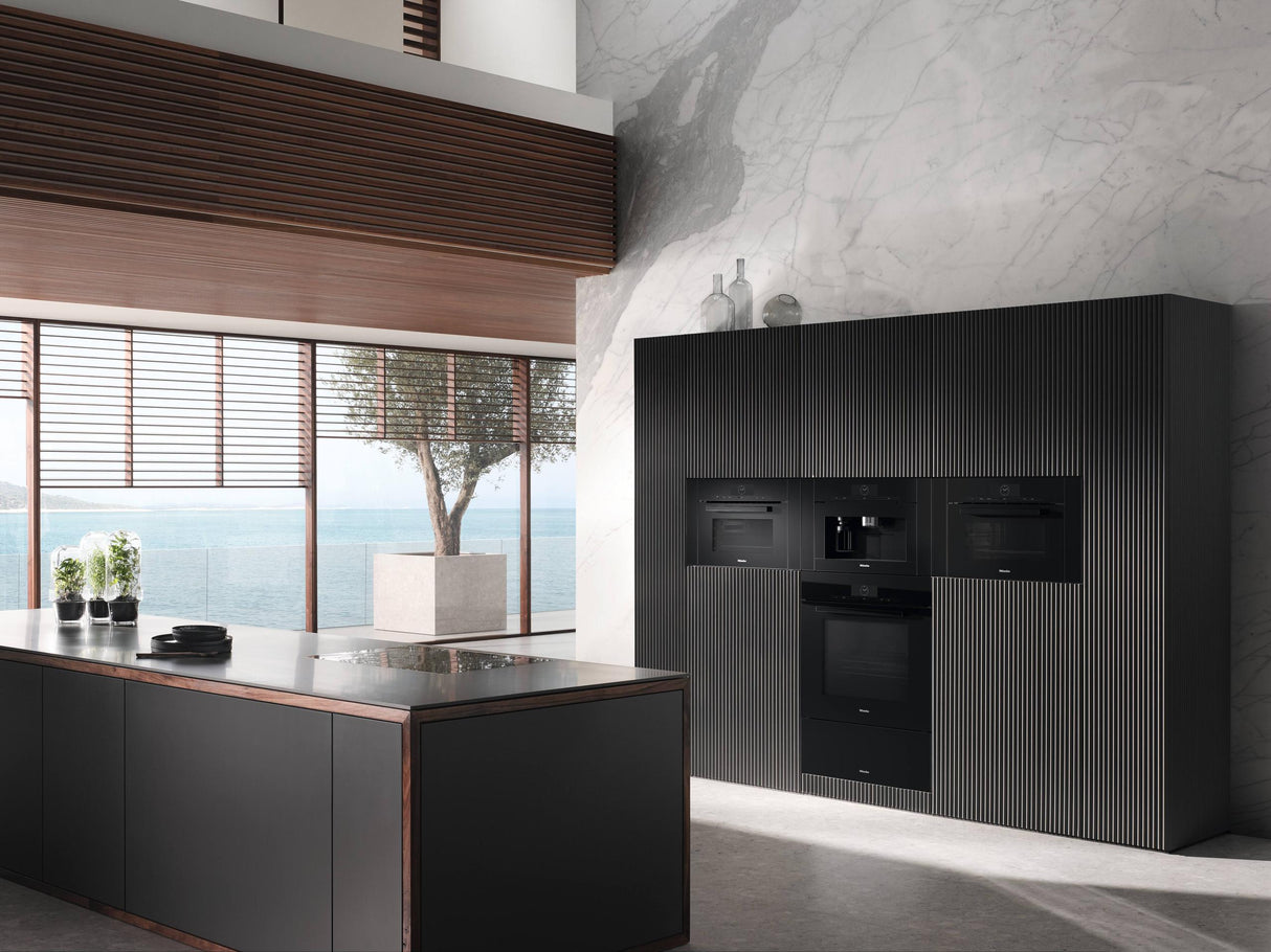 H 7840 BM AM Obsidian black - 24" compact speed oven in a perfectly combinable design with automatic programs and roast probe.
