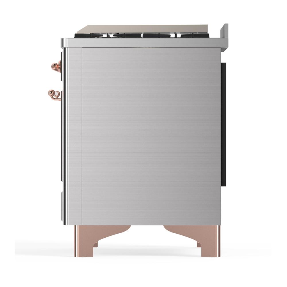 ILVE UM48FNR3SSPLP Majestic III 48 inch Dual Fuel Range with 8 Burners and Griddle, Dual Function Burner up to 25,000 BTU (Liquid Propane, Triple Glass Door, Stainless Steel, Copper)