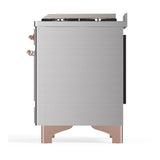 ILVE UM48FNR3SSPLP Majestic III 48 inch Dual Fuel Range with 8 Burners and Griddle, Dual Function Burner up to 25,000 BTU (Liquid Propane, Triple Glass Door, Stainless Steel, Copper)