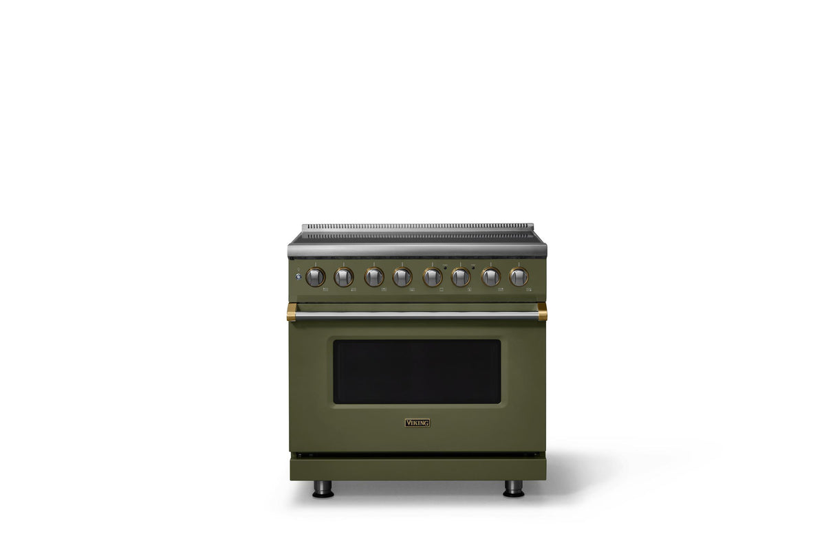 36"W. Induction Range (Finish: Martini, Trim: Brushed Brass)