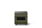 36"W. Induction Range (Finish: Martini, Trim: Brushed Brass)