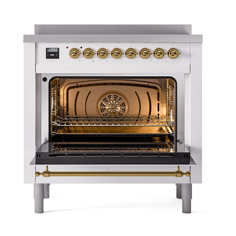 ILVE UNI366NMPRAG Nostalgie II Noblesse 36 inch Induction Range (Triple Glass Door, RAL, Brass)