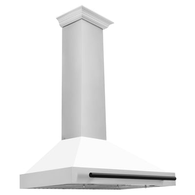 ZLINE 36 in. Autograph Edition Convertible Stainless Steel Range Hood with White Matte Shell and Champagne Bronze Accents (KB4STZ-WM36-CB) [Color: Matte Black Accents]