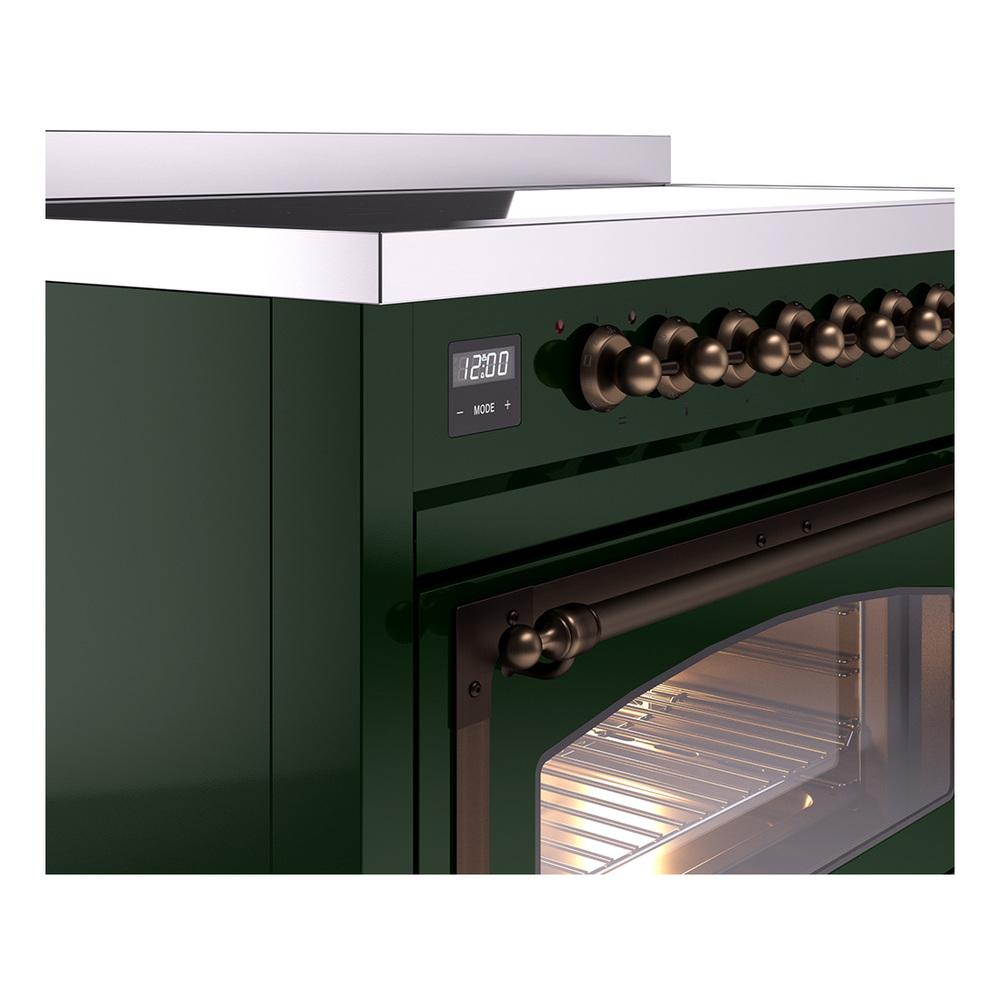ILVE UNI486NMPEGB Nostalgie II Noblesse 48 inch Induction Range (Triple Glass Door, Emerald Green, Burnished)
