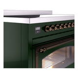 ILVE UNI486NMPEGB Nostalgie II Noblesse 48 inch Induction Range (Triple Glass Door, Emerald Green, Burnished)
