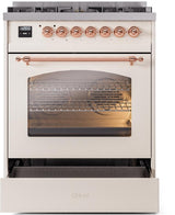Nostalgie II 30 Inch Dual Fuel Natural Gas Freestanding Range in Antique White with Copper Trim